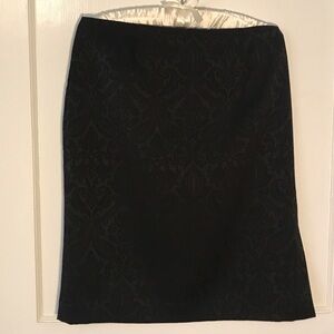 Elegant Black Damask Skirt Size 6 with sexy lace lining and side slit